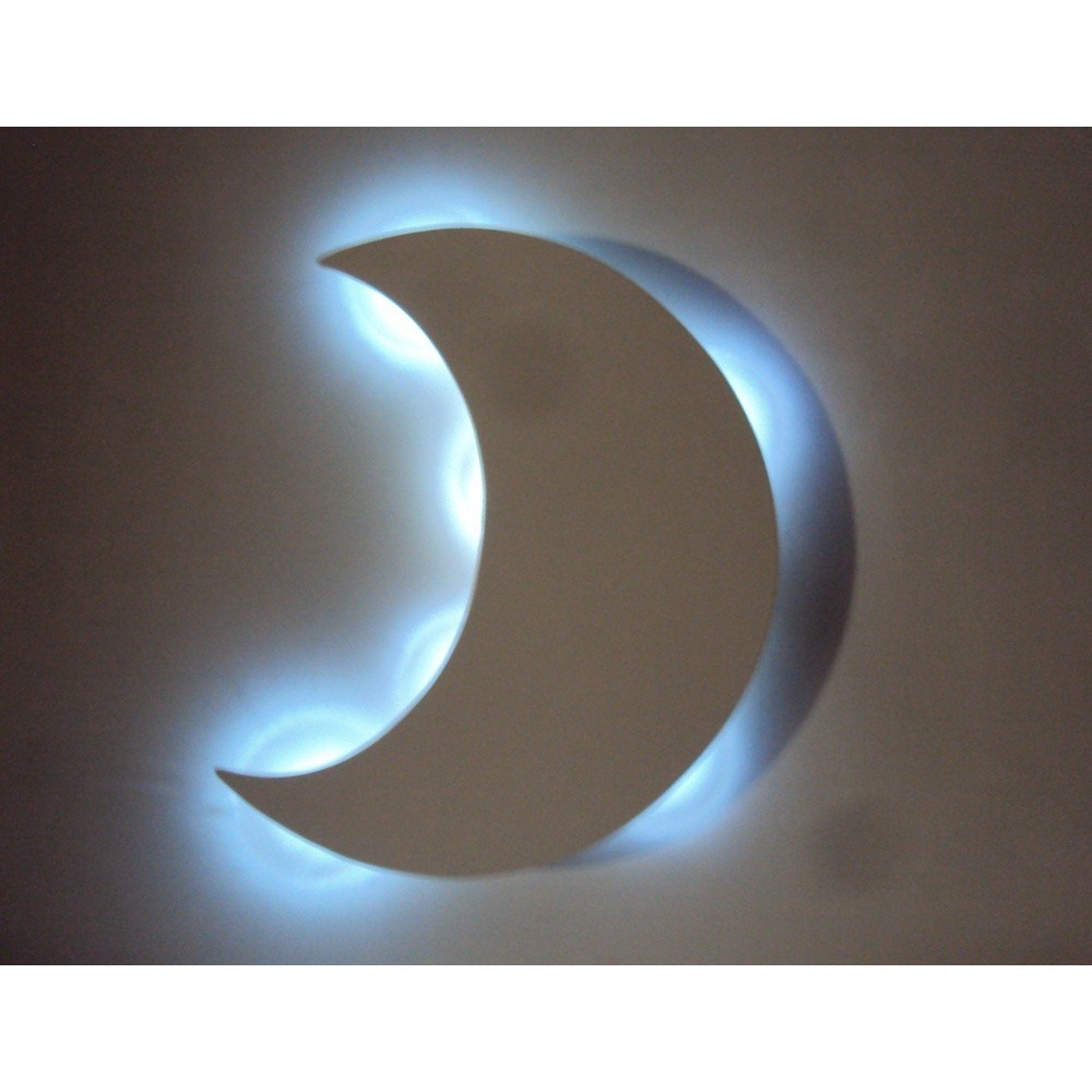 Luminária Abajur Parede Nuvem/Lua LED  Quarto Infantil MDF Premium