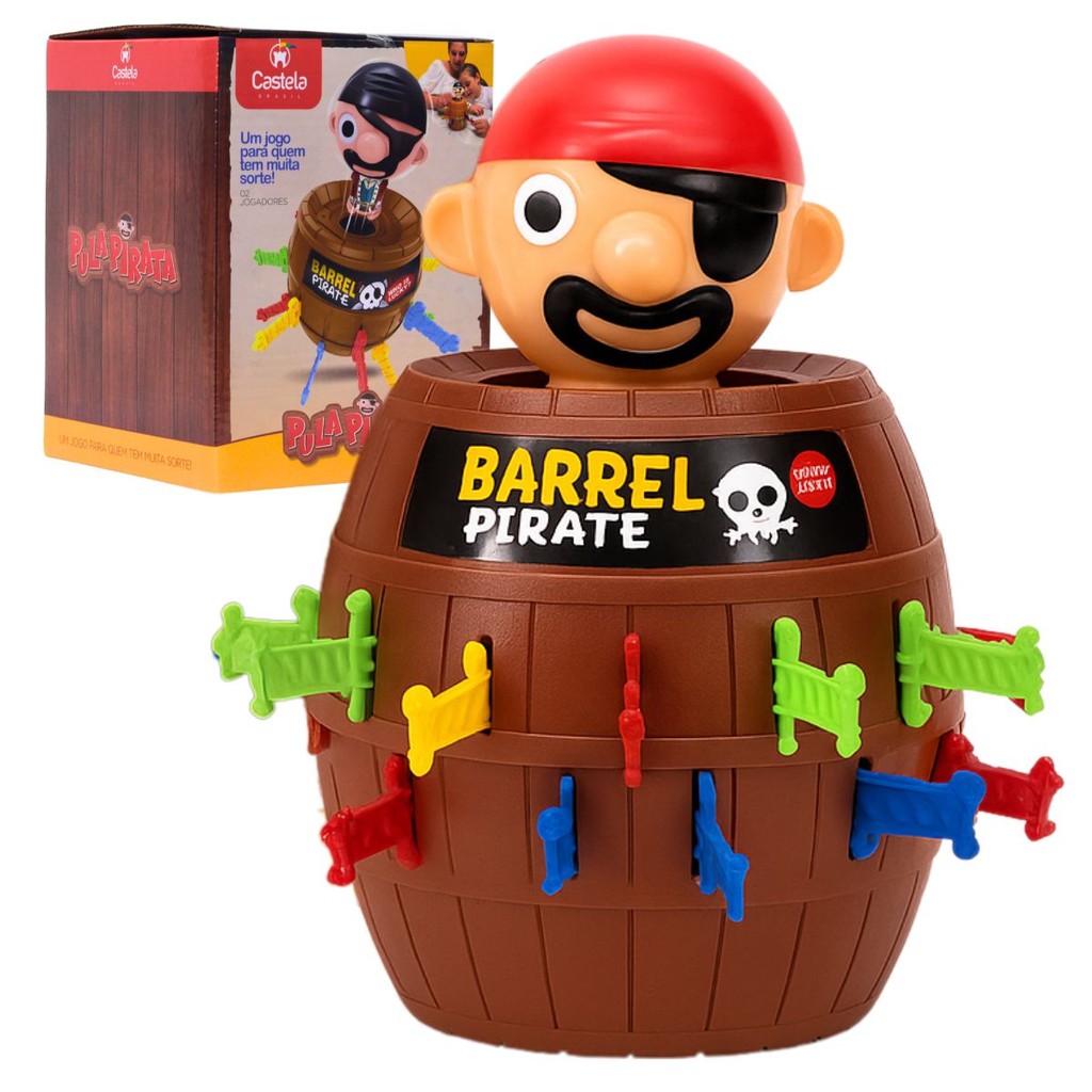Jogo Infantil Barril Pula Pirata Grande - Castela em Oferta na Shopee