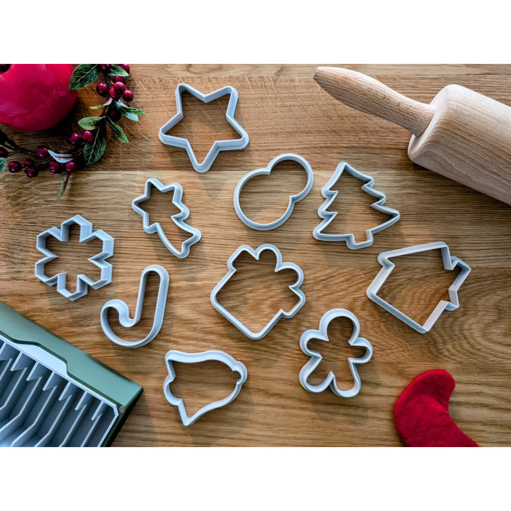Kit 10 Cortadores Formas para Biscoito De Natal Impressão 3D Bolacha Cookie Massa Pasta Americana