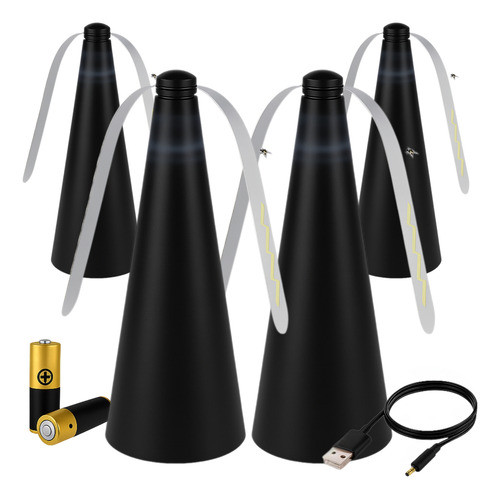 Kit 4 Ventilador Repelente de Mesa Espanta Mosca Mosquito Inseto Preto Hastes Flexíveis