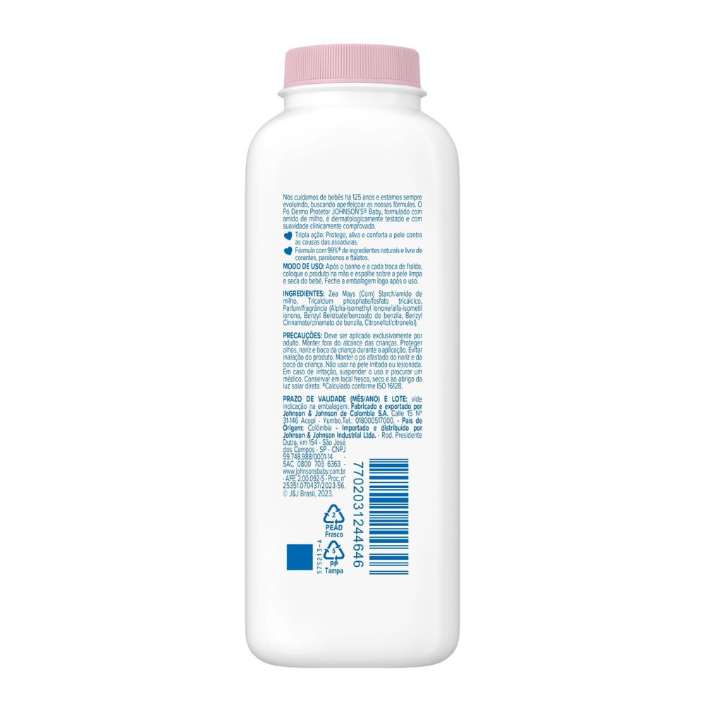 Detalhes do Pó Dermo Protetor Johnsons Baby 100g