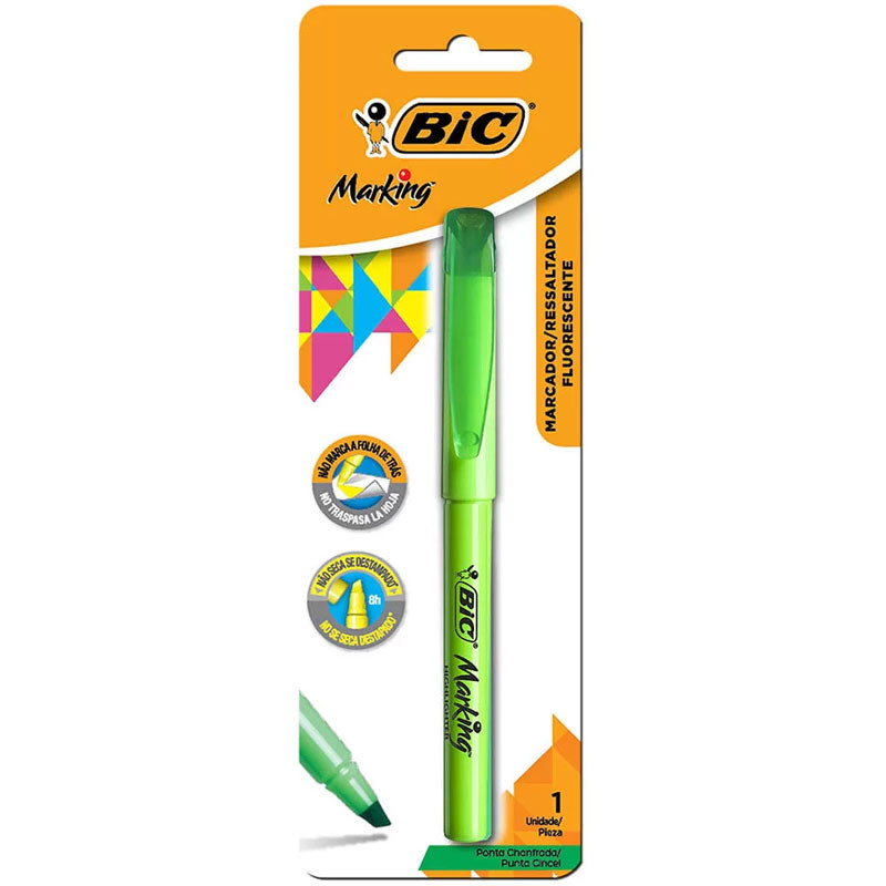 Pincel marca texto Marking Verde com 1 unidade Bic em Oferta na Shopee