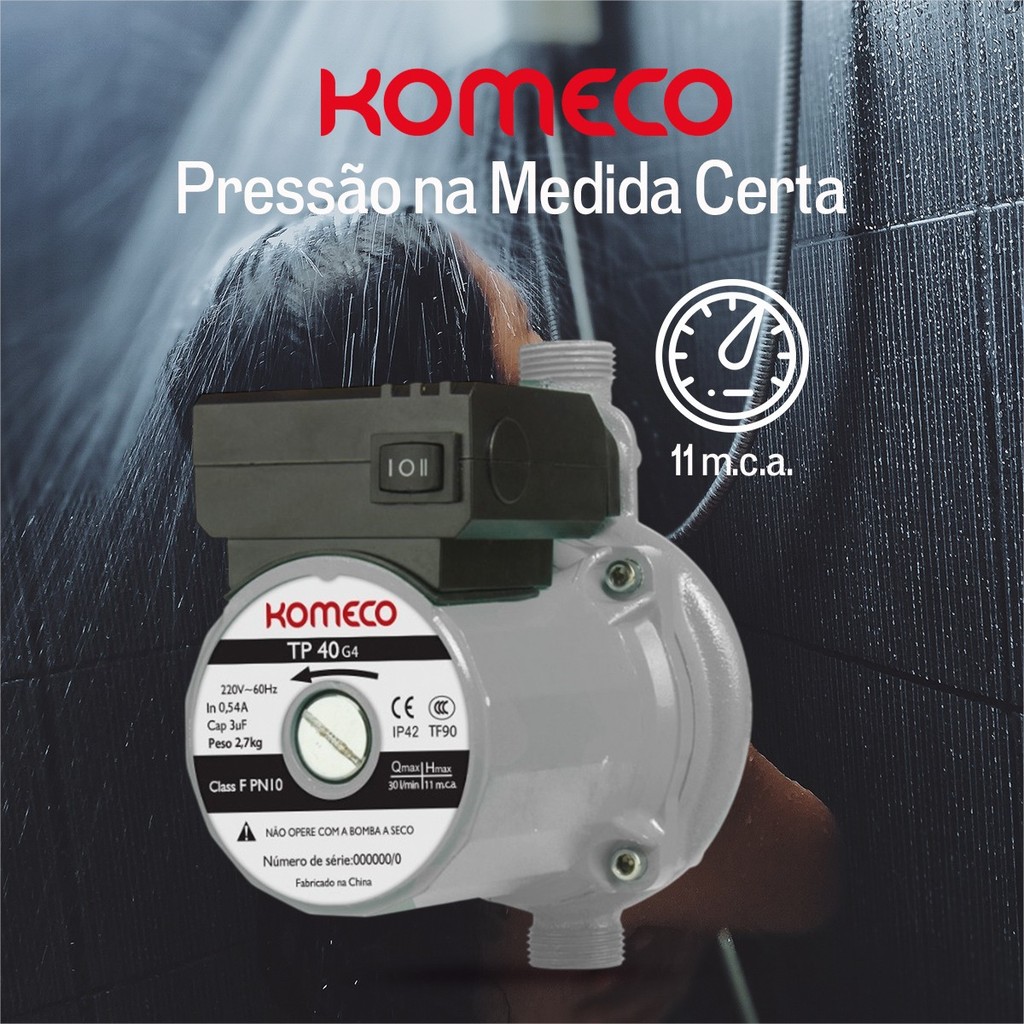 Bomba pressurizadora 120/248 watts 1800 a 3100L/H komeco · foto 2