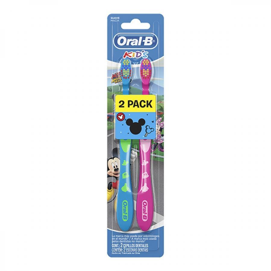 ESCOVA DENTAL ORAL-B KIDS MICKEY MACIA COM 2 UNIDADES em Oferta na Shopee