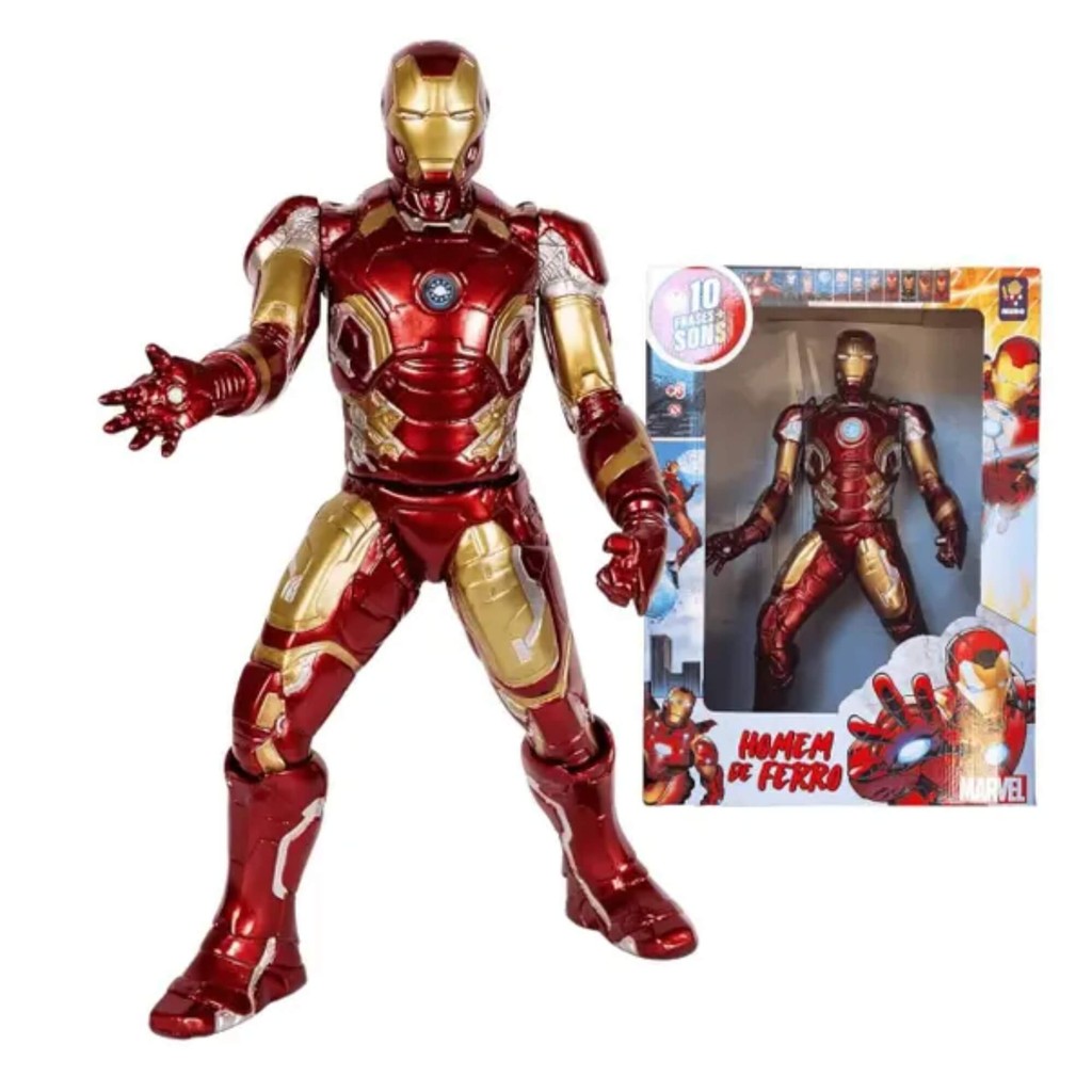Brinquedo Infantil Boneco Homem de Ferro 45cm Universe 10 Frases Mimo Toys - 0593 em Oferta na Shopee