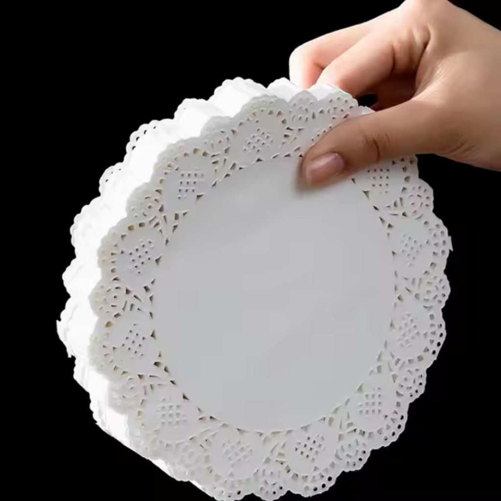 100 Unidades Toalha Rendada Redonda de Papel Sousplat Doilies