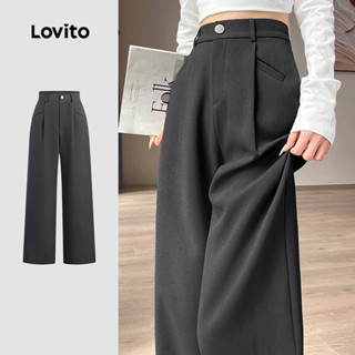 Lovito Calça Casual Feminina Cinza Com Bolso Falso E Botão Ideal Para Todas As Estações Para Verão/primavera L151AD466 em Oferta na Shopee