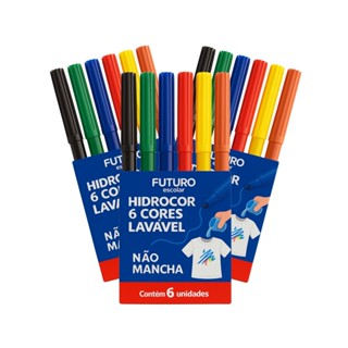 Kit 5, 10, 15, 20 ou 30 Estojo Canetinha Hidrocor Lavável 6 Cores Plus Brindes Lembrancinhas Escolar em Oferta na Shopee