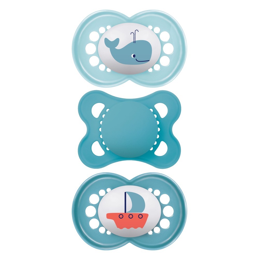 Kit com 3 Chupetas Original Bico de Silicone 0m+ Azul - MAM em Oferta na Shopee