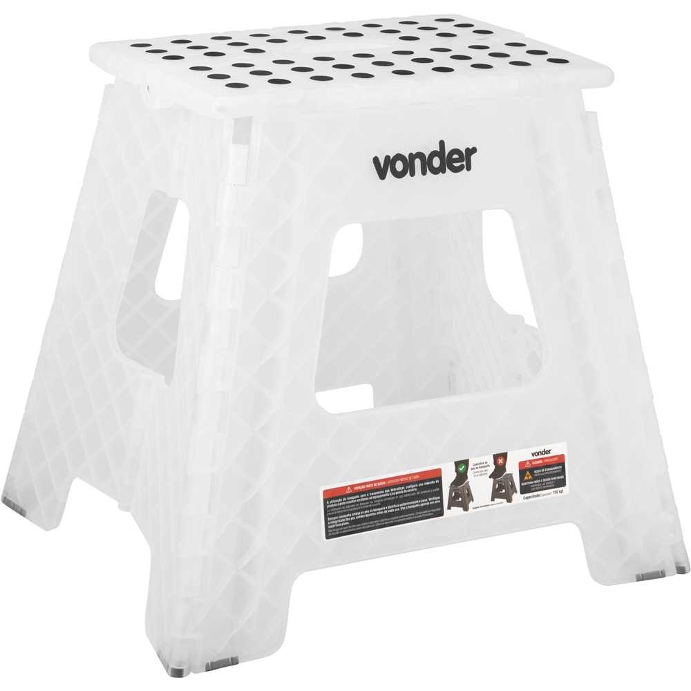 Banqueta Plástica Dobrável Transparente Altura 360mm Vonder em Oferta na Shopee