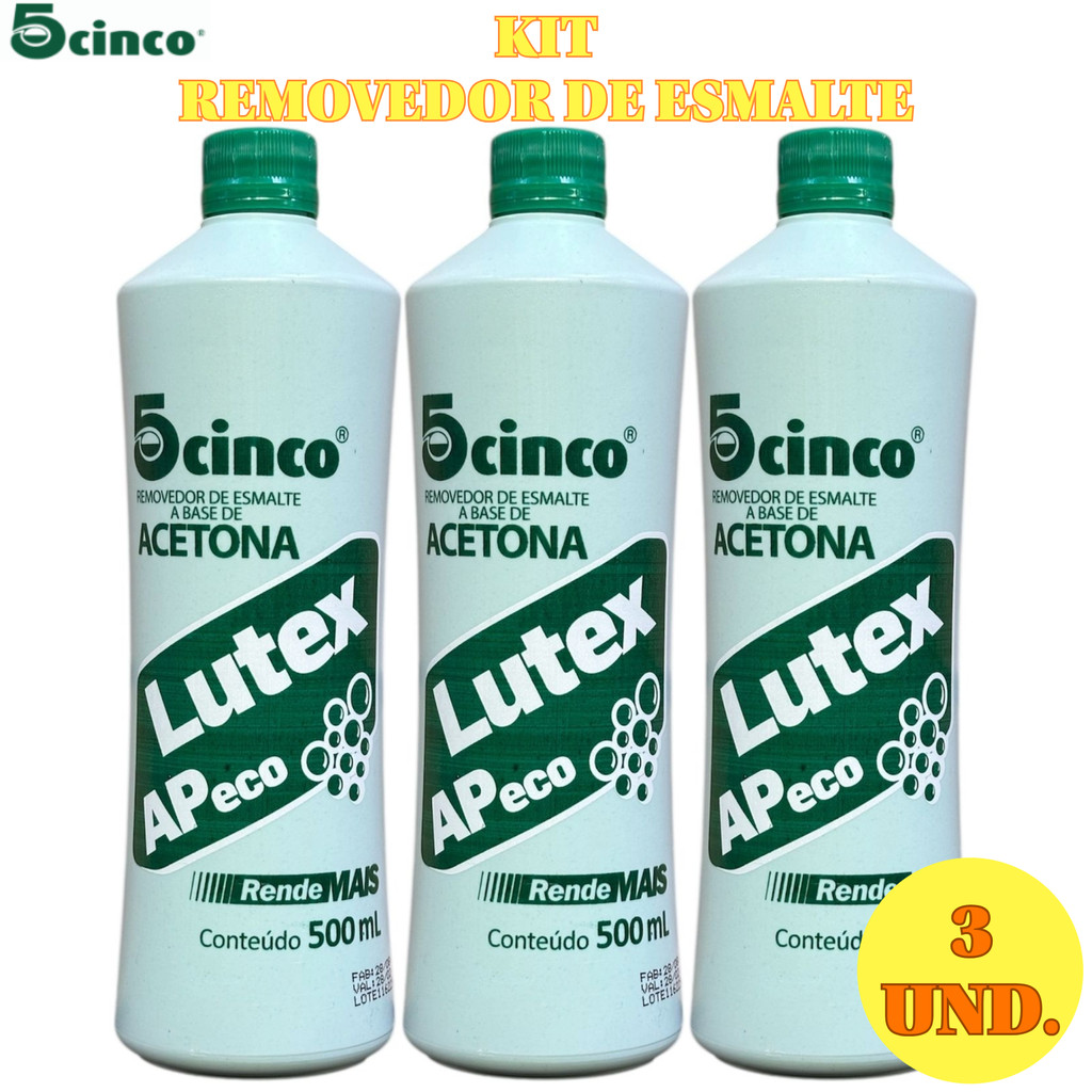 Kit 3 Lutex acetona removedor 500ml removedor de esmalte | Profissional