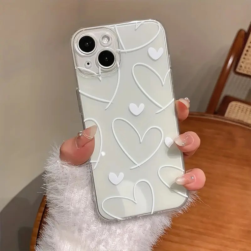 Capa Samsung Corações Feminina Fofa para Samsung A54 A16 A06 A34 A23 A05 A55 A35 S24 S25 Plus Ultra Simples Transparente
