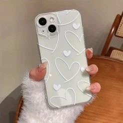Capinha Samsung Corações Fofa para Samsung A54 A16 A06 A34 A23 A05 A55 A35 S24 S25 Plus Ultra Simples Transparente