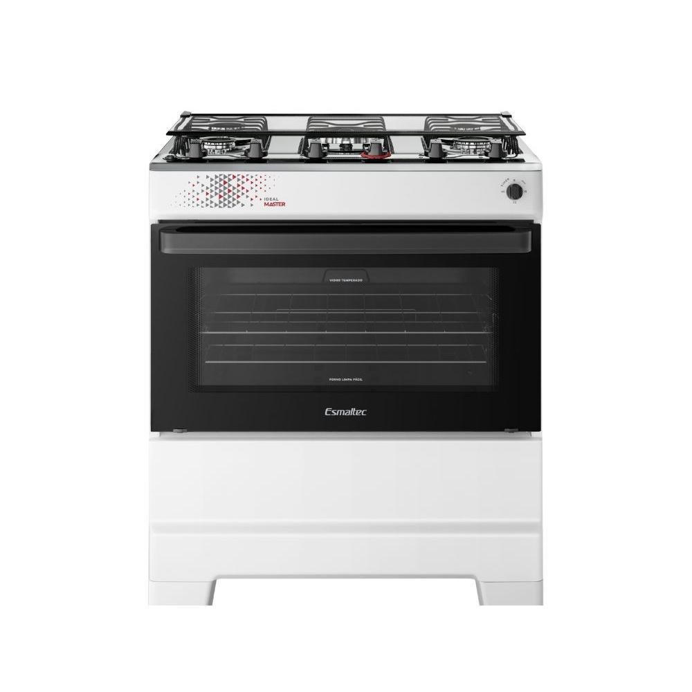 Fogão Esmaltec 5 Bocas Ideal Master Mesa Inox Tampa de Vidro Forno 84 Litros Branco T5ITB Bivolt
 em Oferta na Shopee