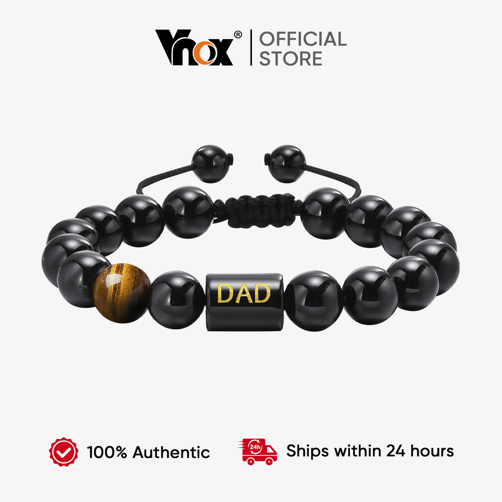 Vnox Natural Preto Ágata Tigre Olho Pulseira Riqueza Atraindo Energia Fio Proteção Masculina Talismã Jóias Presente em Oferta na Shopee