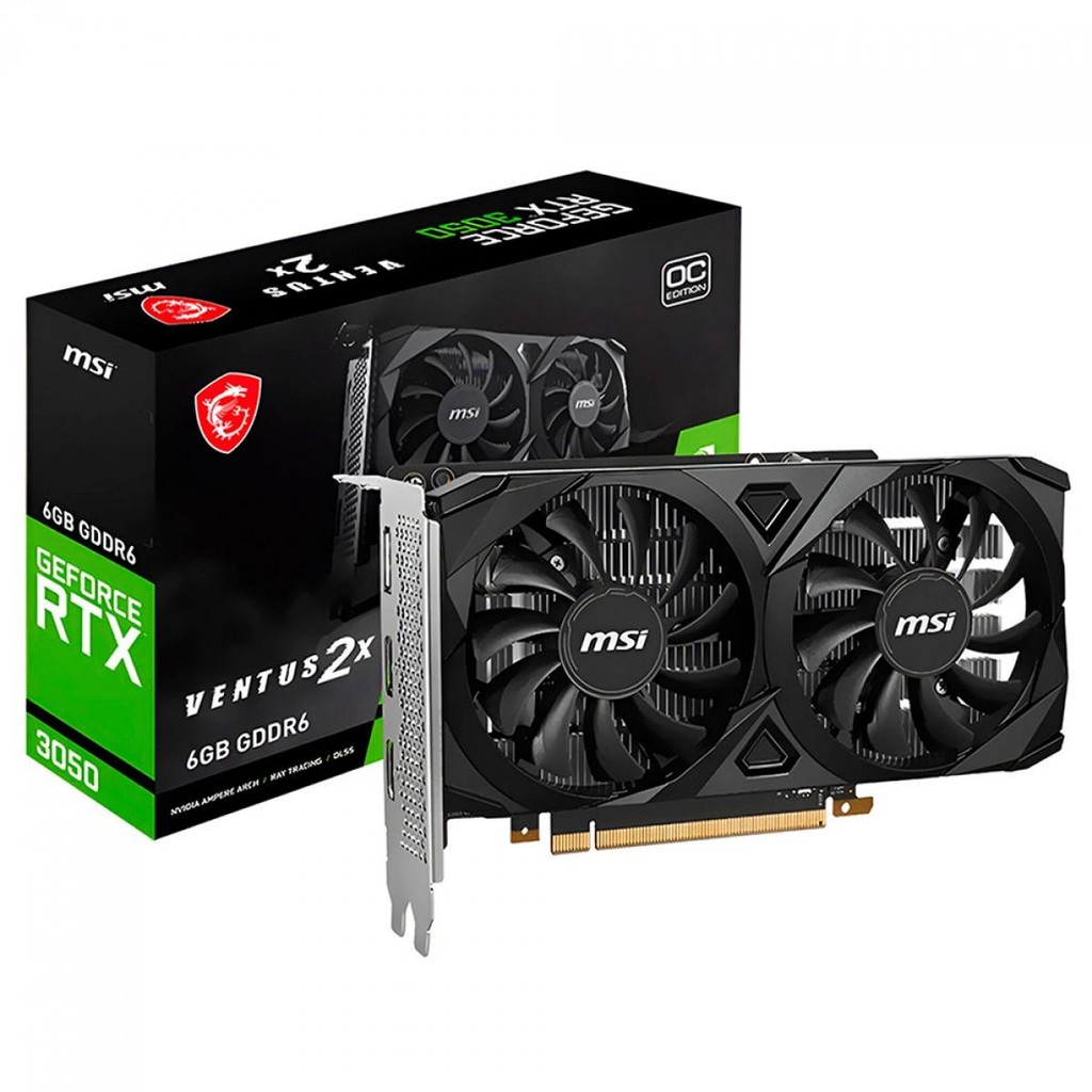 Placa de Vídeo MSI NVIDIA GeForce RTX 3050 VENTUS 2X OC, 6GB GDDR6, DLSS, Ray Tracing, 912-V812-060