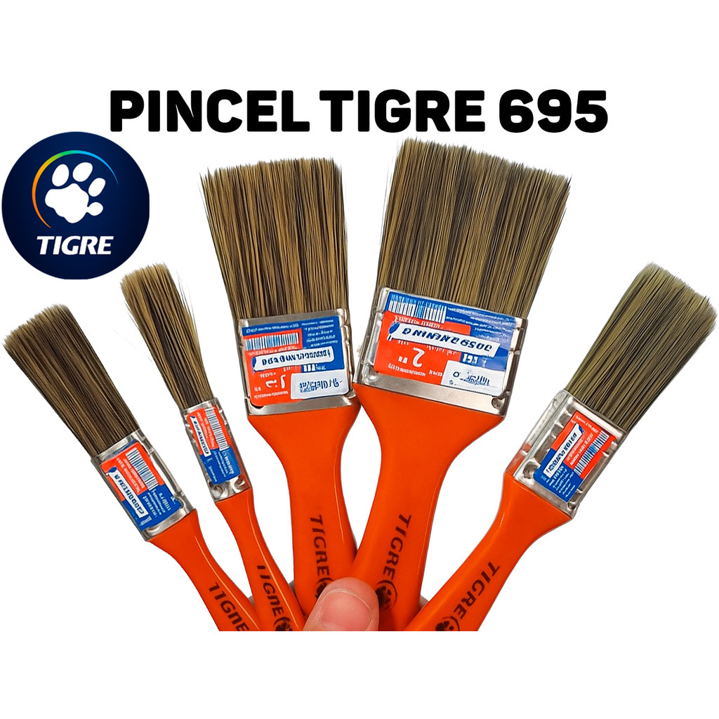 Pincel Trincha Tigre Para Pintura Com Tinta Látex e Acrílica Ref. 695 Pincel Para Pintar Paredes em Oferta na Shopee