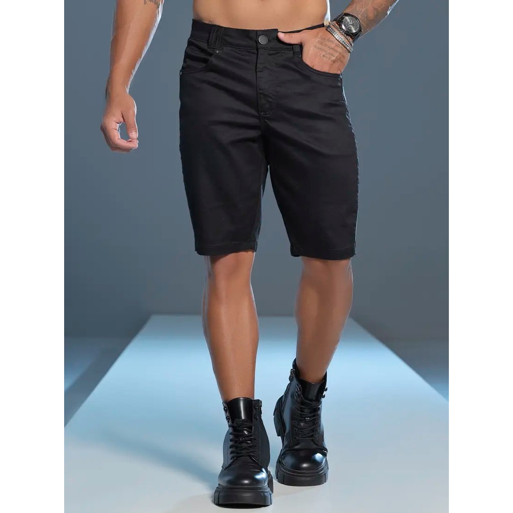 Bermuda Masculina Preta Casual Pit Bull Jeans 86357