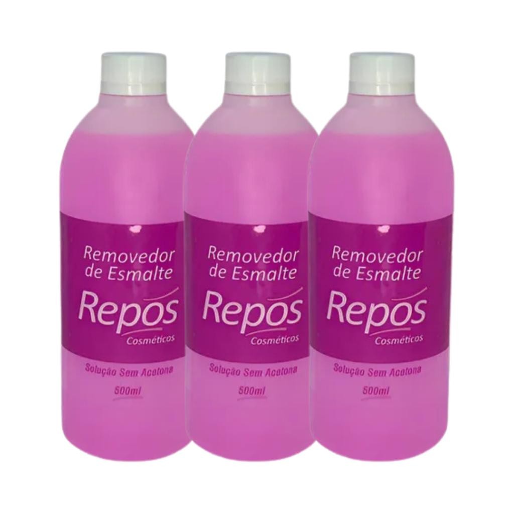 Kit Repos 3 Removedores de Esmaltes Sem Acetona 500ml