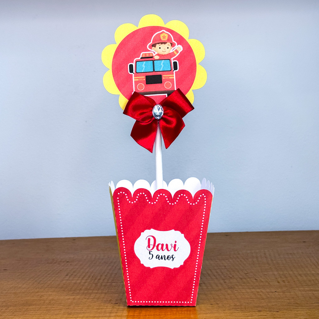 Centro de Mesa BOMBEIROS  (PEGUE E MONTE) /Cachepot Cachepô Personalizado/ Festa Aniversário Lembrancinha Mimo