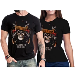 Kit 2 Camiseta Rock Casal Guns N' Roses Camisa Clássica 80's Axl Rose 100% Algodão Premium Unissex