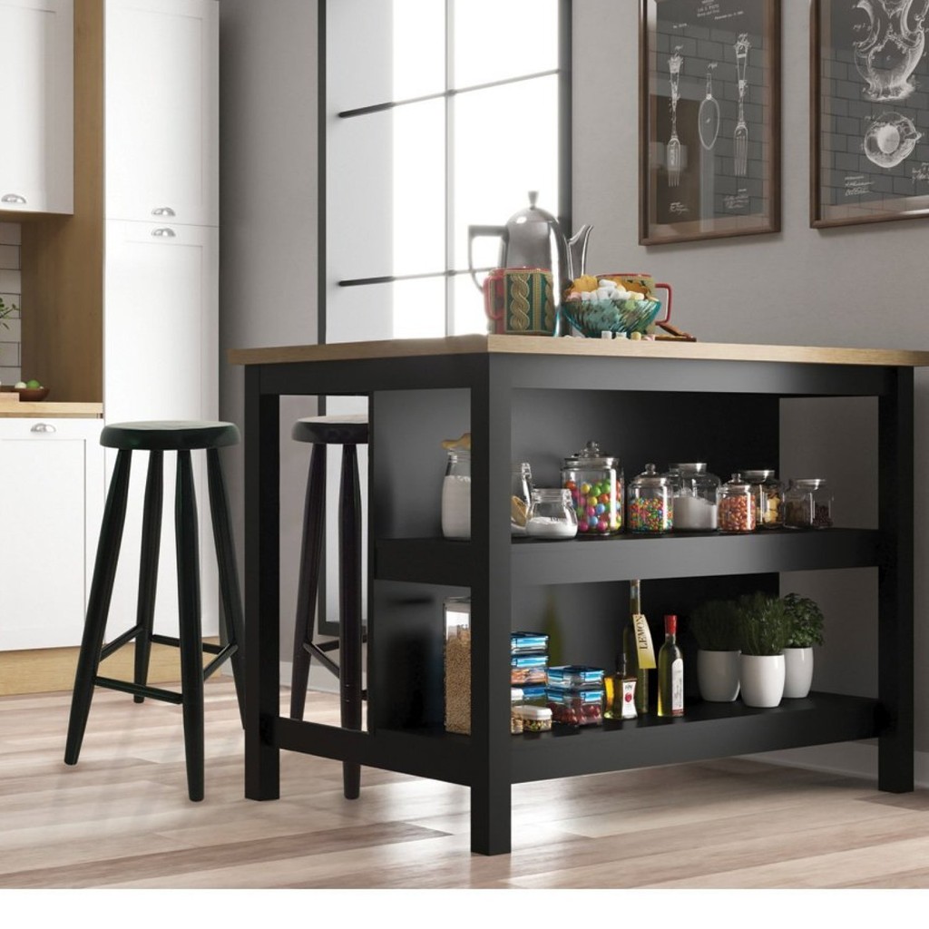 Bancada Ilha para Cozinha 2 Prateleiras 120cm Denver em Oferta na Shopee