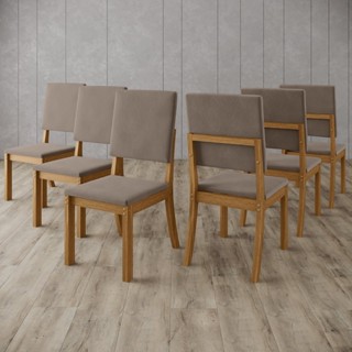 Kit com 6 Cadeiras de Jantar - Milla Cinza/Marrom em Oferta na Shopee