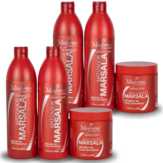 Kit Para Cabelos Vermelhos Matizador Marsala Maycrene - Shampoo - Condicionador - Máscara- Vermelhos em Oferta na Shopee