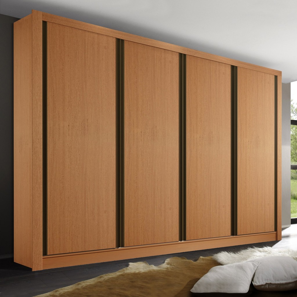 Guarda Roupa Casal Premium Liv 279,3cm 4 Portas 4 Gavetas Espresso Móveis Carvalho em Oferta na Shopee