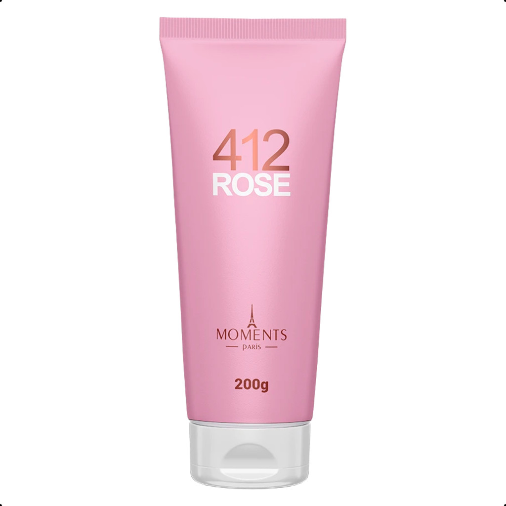 Loção 412 Rose 200g Emulsão Hidratante Corporal Feminino Floral Pele Suave Fragrância Aromática