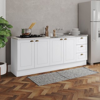 Cozinha Compacta 2 Peças 100% Mdf com Tampo para Cooktop Americana Branco HP em Oferta na Shopee