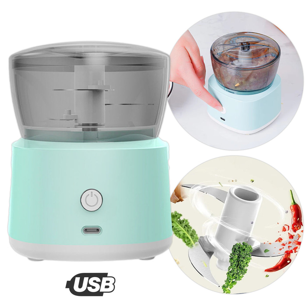 Mini Processador Elétrico USB para Alimentos e Legumes Azul