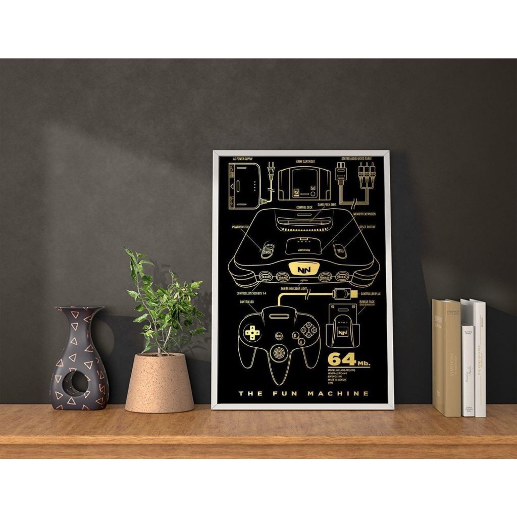 Quadro Placa decorativa geek Console Game Arte Nintendo 64