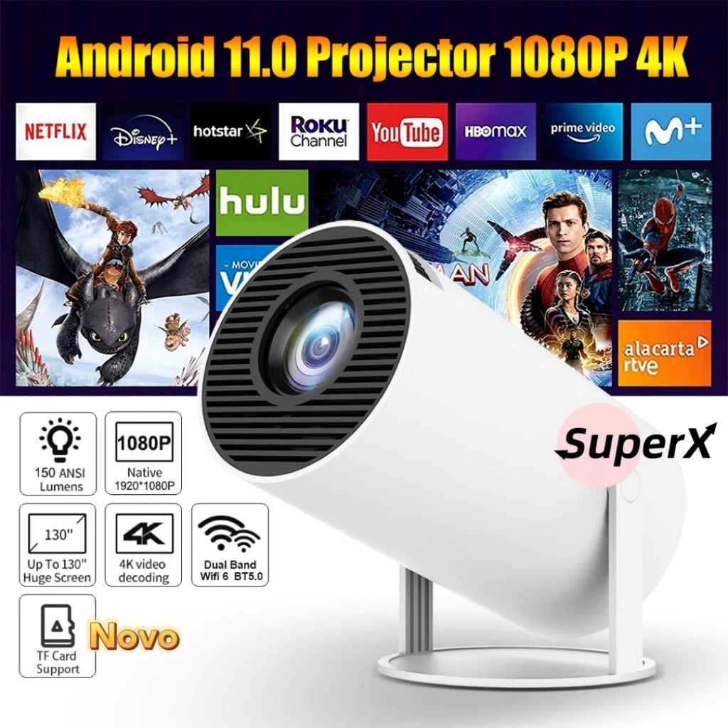 Projetor 4K HD 150 Polegadas Celular, Tv B0x, Xbox, PS, Pc, Wifi HY300 Pro Magcubic Envio Imediato