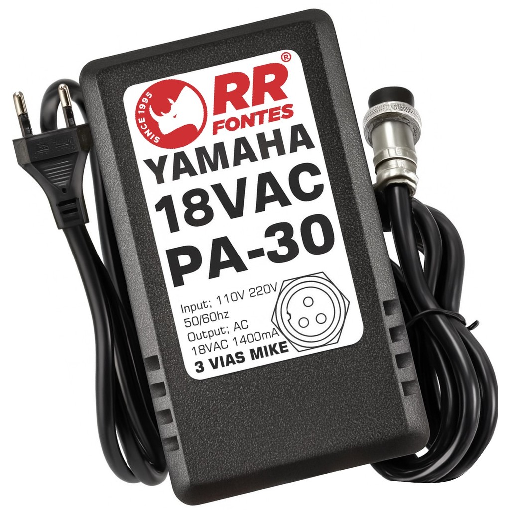 fonte 18v 1,4a para mesa de som mixer Yamaha pa-30 nova bivolt com chave de seleção de voltagem