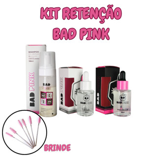 Kit Retenção Bad Pink para Extensão de Cílios Espuma Finalizador Aqua Primer em Oferta na Shopee