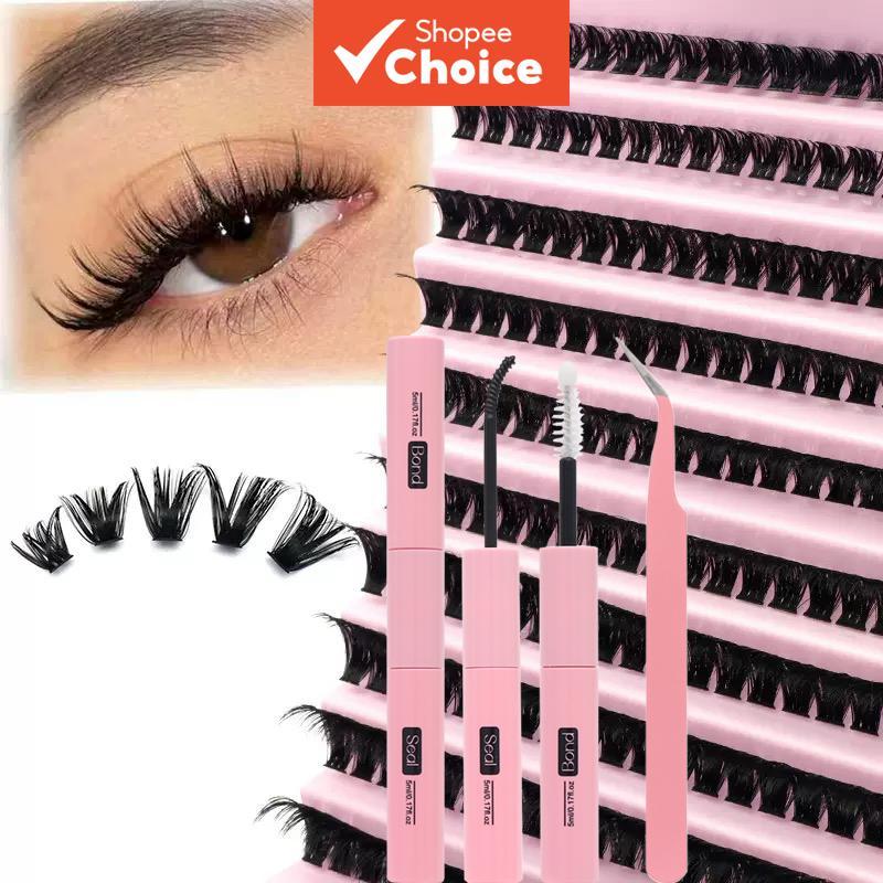 Kit De Aglomerados De Cílios 200 Unidades-D Curl Fluffy Thin Clear Band , Inclui Ligação , Vedação E Pinça , Extensão Do