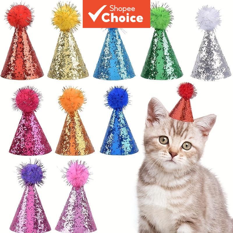 Selecione aleatoriamente um mini chapéu ajustável específico de animal de brinquedo, com faixas de cabeça para gatos,