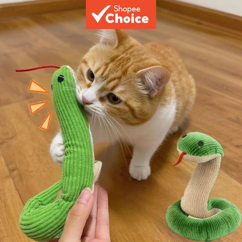 Brinquedo para cachorro: Cobra pequena para morder e chacoalhar, alivia o tédio, divertido, com apito, autojogável,