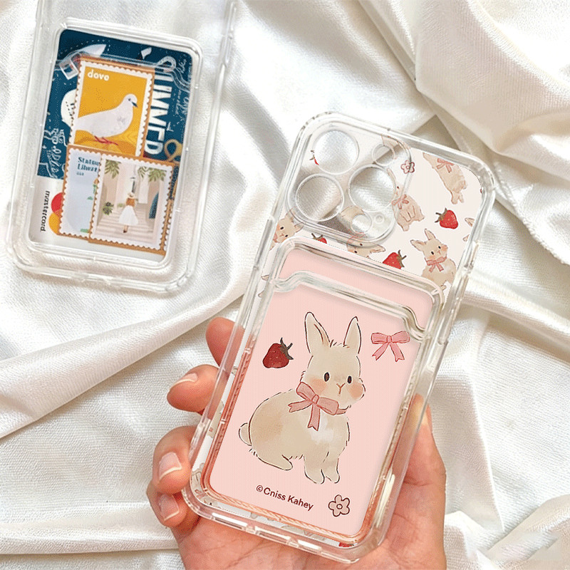 Clear TPU Card Holder Luck cat Case For XIAOMI 15t Poco X7 Pro X6 X5 F6 F5 F3 M4