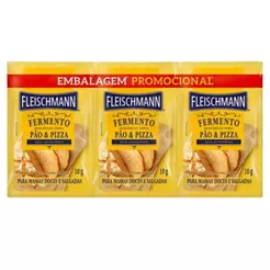 Fermento Biológico Fleischmann Seco Instantâneo 30g, Leve 3 Pague 2 - Embalagem 16 Unidades