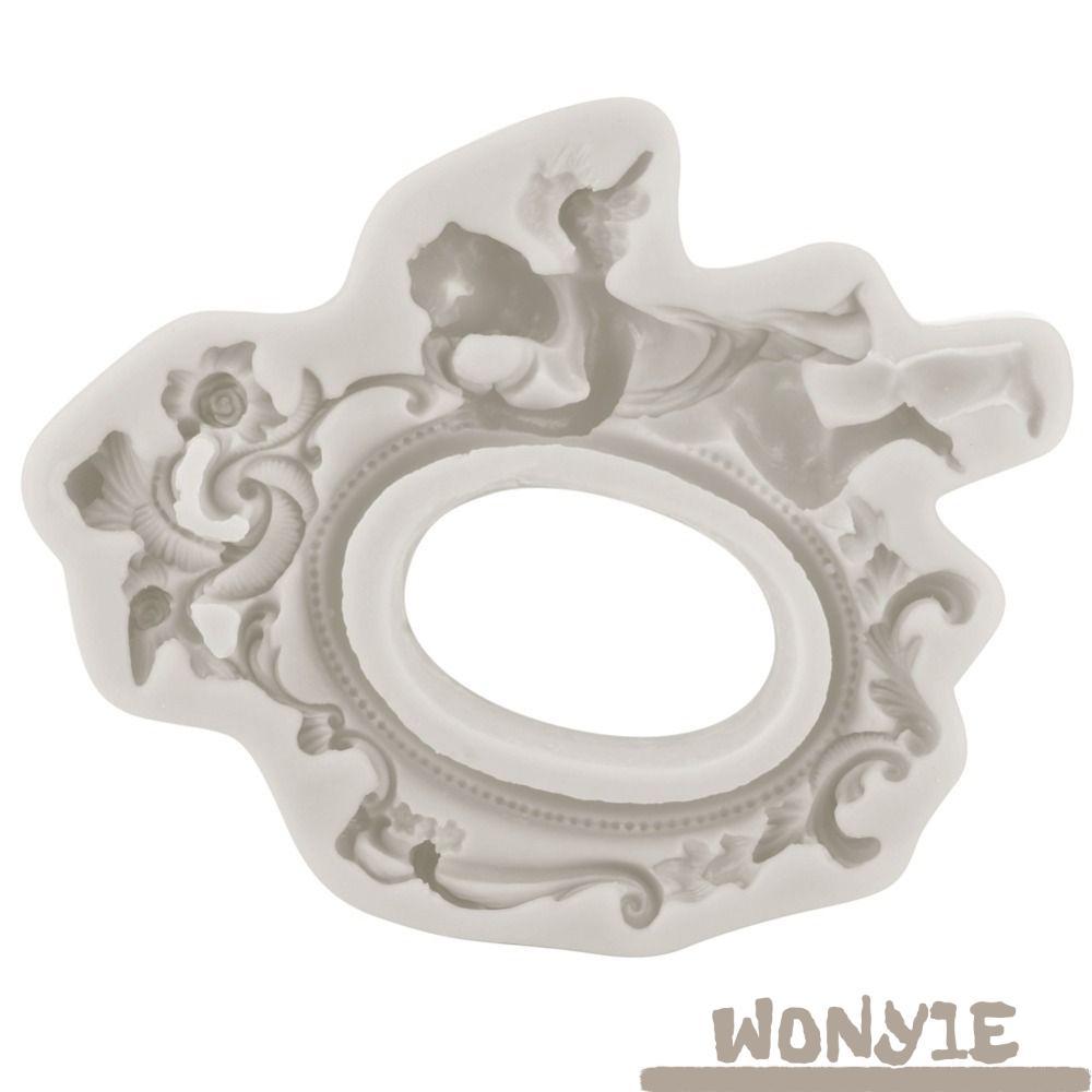 Molde De Bolo DIY WONY1E , Fondant De Silicone Flexível De Cor Rosa , Design De Moldura De Foto