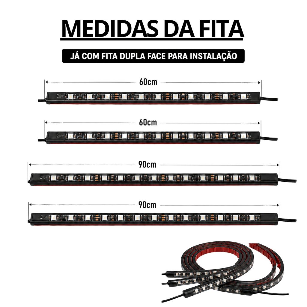 Kit para Iluminação Luz Externa Carro 12v Neon Rgb Led Bluetooth App Bt Ambiente — imagem 2 de 2