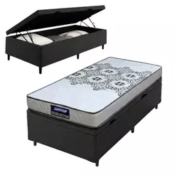 Cama Box Solteiro Baú Colchão de Espuma D20 Supreme Branco 78x188x53cm Gazin