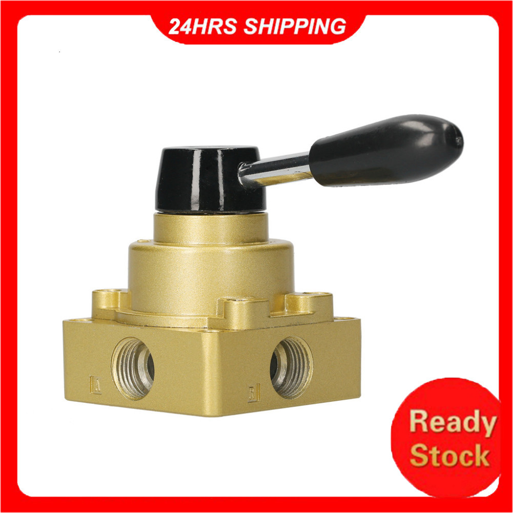 Válvula Manual De Alavanca Rotativa Pneumática De 1/2 Polegada , 4 Vias , 3 Posições , Controle De Fluxo De Ar BR0617
