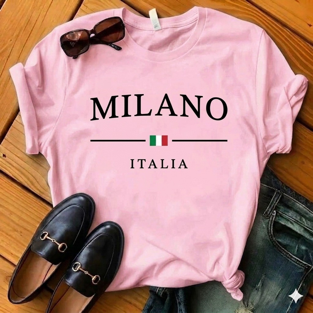 Camiseta Feminina de Grife Milano Confortável Camisa Premium de Luxo Tshirt Estilosa Academia Blusinha Moda Feminina