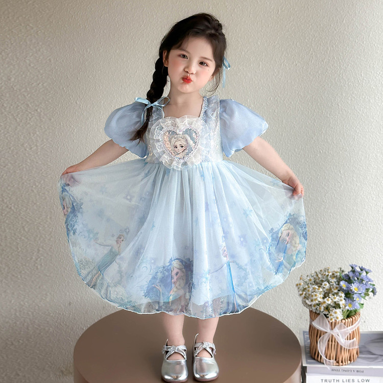 Vestido de menina verão 2026 novo estilo elegante menina vestido de bebê menina princesa Elsa vestido