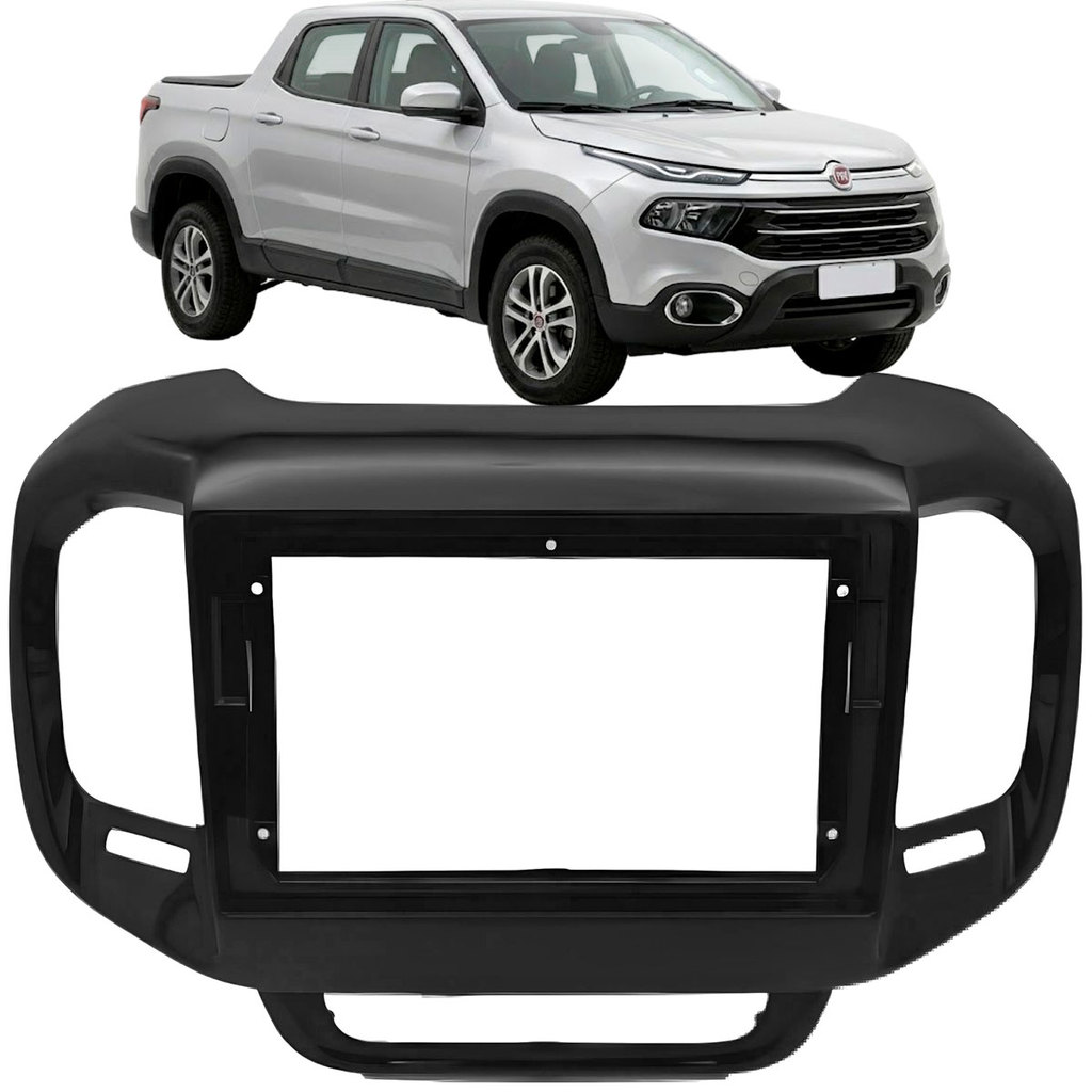 Moldura 9" Fiat Toro 2016 2021 Som Automotivo Multimídia Painel Fiamon Black Piano