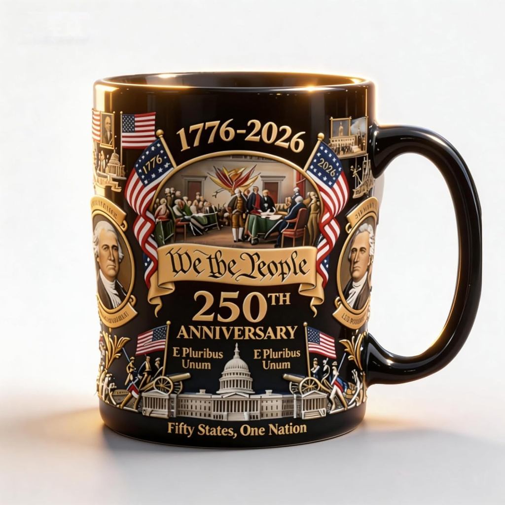 Caneca de Café do 250º Aniversário dos EUA, Caneca dos EUA 1776-2026, Caneca Comemorativa Patriótica do 250º Aniversário