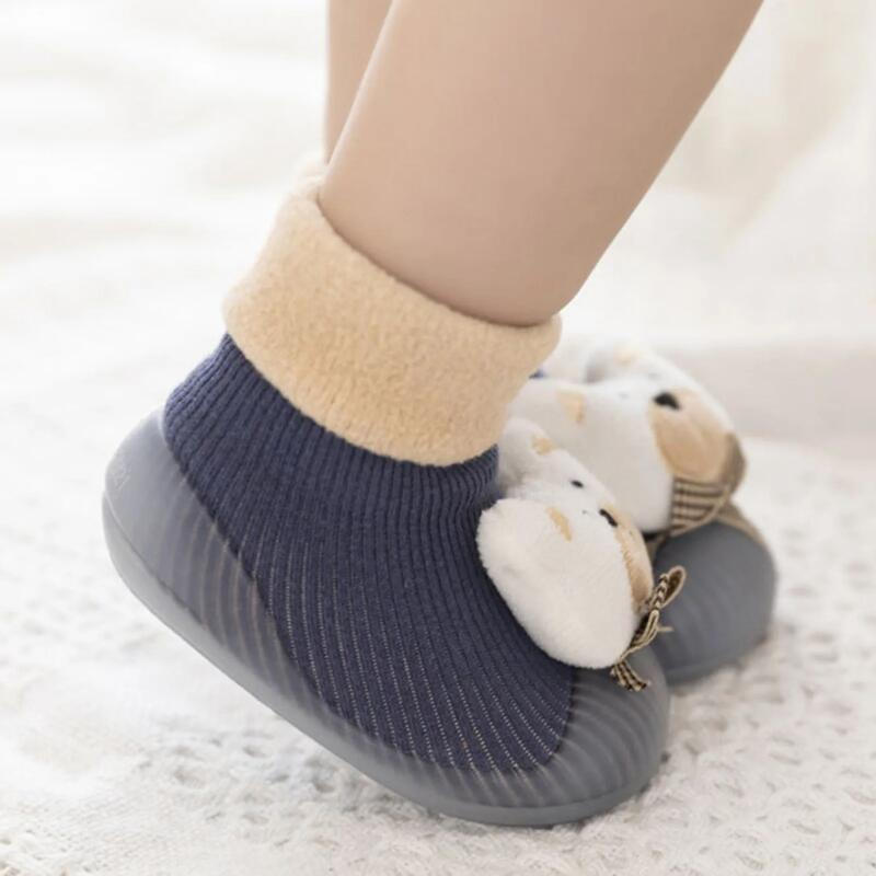 Crianças Criança Sapatos Meias 3D Dos Desenhos Animados Retalhos Quente Malha Sola Macia De Borracha Chinelo Meia